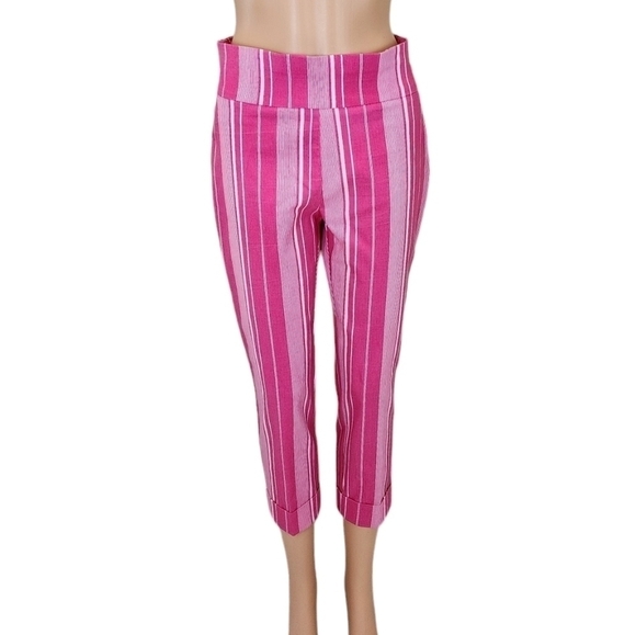 FIRM PRICE🔥New York & Company Pink Stripe Cropped Pants - Picture 1 of 10